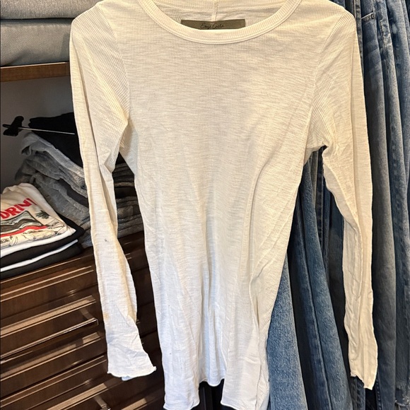 Enza Costa Ivory Ribbed Knit Top - Picture 2 of 2